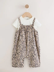 NEXT - NCNVB-Girls Sets-Leopard Print Baby Jersey Dungarees and Bodysuits