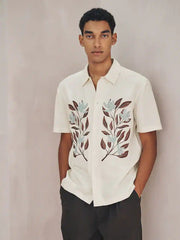 Neutral N.Premium Linen Tencel Blend Floral Print Short Sleeve Shirt