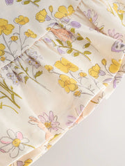 Ecru White Floral Short Sleeve Peplum T-Shirt