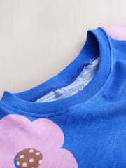 Blue Lilac Flower Short Sleeve Peplum T-Shirt (3mths-7yrs)