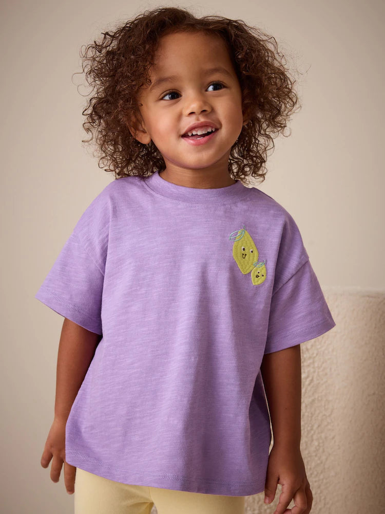 NEXT - Purple Lemon Short Sleeve Embroidered T-Shirt (3mths-7yrs)