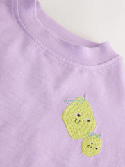 NEXT - Purple Lemon Short Sleeve Embroidered T-Shirt (3mths-7yrs)