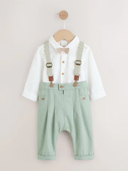Sage Green Baby Shirt Trousers and Braces Set 3 Piece (0mths-2yrs)