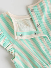 Multi Pastel Stripe Frill Shoulder Baby Rompers 4 Pack