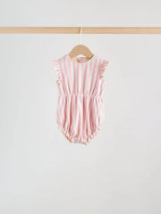 Multi Pastel Stripe Frill Shoulder Baby Rompers 4 Pack