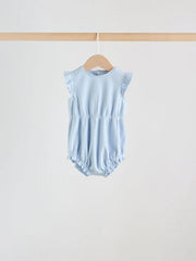 Multi Pastel Stripe Frill Shoulder Baby Rompers 4 Pack