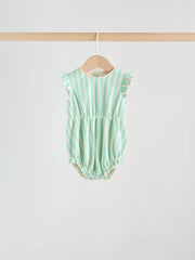Multi Pastel Stripe Frill Shoulder Baby Rompers 4 Pack