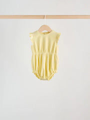 Multi Pastel Stripe Frill Shoulder Baby Rompers 4 Pack