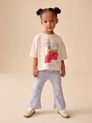 NEXT - Ecru White Apple Character Short Sleeve Top and Leggings Set (3mths-7yrs)