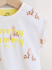 White Printed I Love My Mummy Baby Jersey Romper