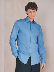 Cornflower Blue Slim Fit Cotton Stretch Long Sleeve Formal Shirt