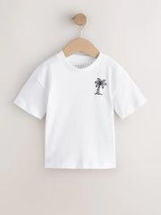 NEXT - White Palm Tree Short Sleeve Small Graphic T-Shirt (3mths-7yrs)