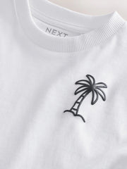 NEXT - White Palm Tree Short Sleeve Small Graphic T-Shirt (3mths-7yrs)