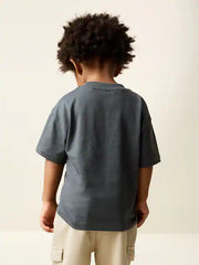 Charcoal Grey Cool Slogan Short Sleeve Small Graphic T-Shirt (3mths-8yrs)