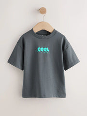 Charcoal Grey Cool Slogan Short Sleeve Small Graphic T-Shirt (3mths-8yrs)