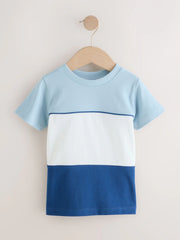 NEXT - Blue/White/Navy Short Sleeve Colour block T-Shirt (3mths-7yrs)