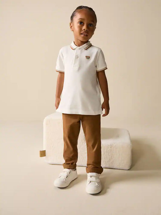 White Bear Embroidery Short Sleeve Polo Shirt (3mths-7yrs)