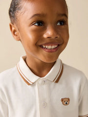 White Bear Embroidery Short Sleeve Polo Shirt (3mths-7yrs)