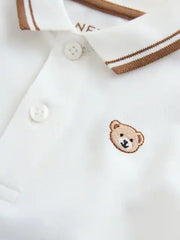 White Bear Embroidery Short Sleeve Polo Shirt (3mths-7yrs)