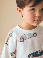 White Watercolour Car Short Sleeve All-Over Print T-Shirt