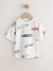 White Watercolour Car Short Sleeve All-Over Print T-Shirt
