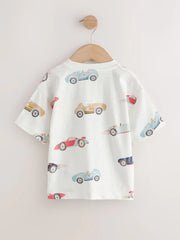 White Watercolour Car Short Sleeve All-Over Print T-Shirt