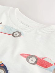 White Watercolour Car Short Sleeve All-Over Print T-Shirt