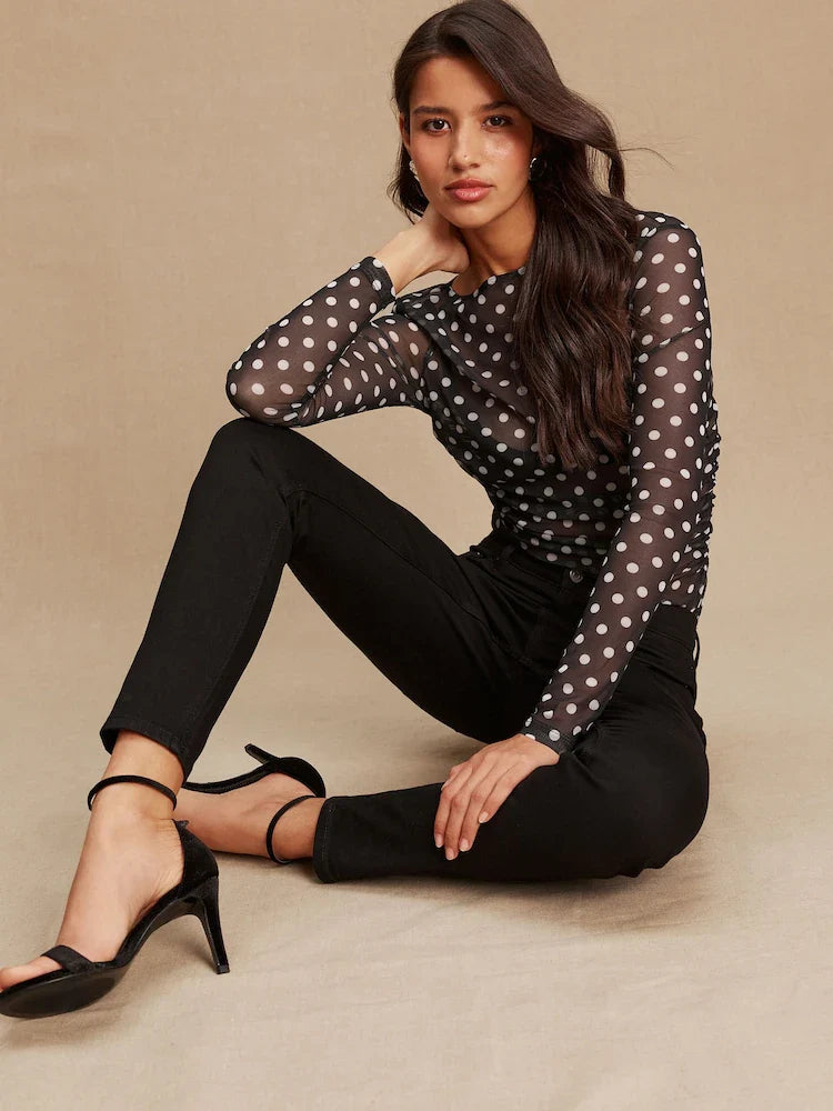 Black Mid Rise Stretch Skinny Jeans