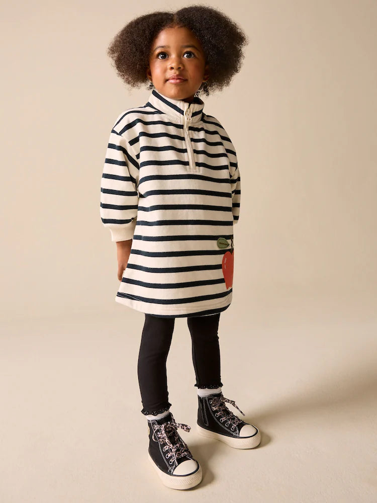Monochrome Quarter Zip Sweat Dress (3mths-7yrs)