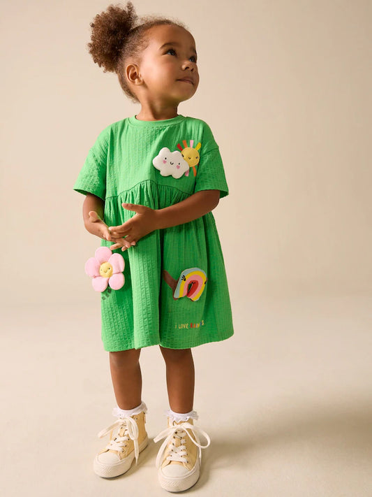 Green Rainbow Jersey Dress (3mths-7yrs)