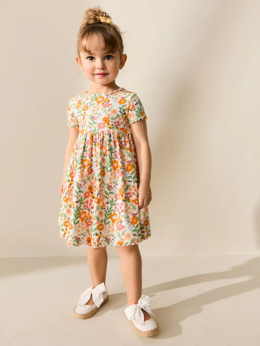 NEXT - NCNMA-AIO/Suits-Orange Floral Short Sleeve Ribbed