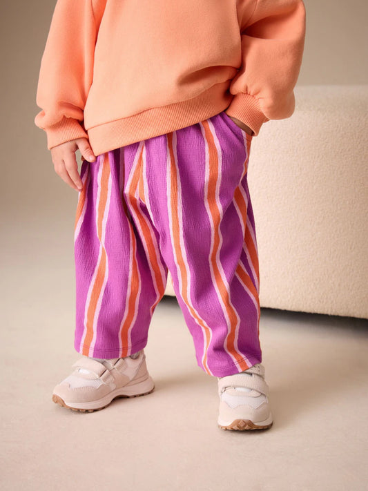 NEXT - Purple Orange Stripe Barrel Leg Trousers (3mths-7yrs)