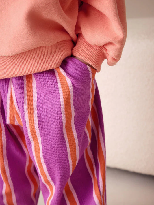 NEXT - Purple Orange Stripe Barrel Leg Trousers (3mths-7yrs)