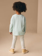 Green/Ecru Stripe Bee Embellished Leggings