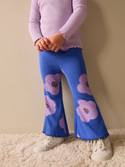NEXT - Blue Flower Rib Flare Leggings (3mths-7yrs)