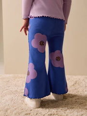 NEXT - Blue Flower Rib Flare Leggings (3mths-7yrs)