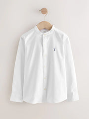 White Long Sleeve Grandad Collar Oxford Shirt (3-16yrs)
