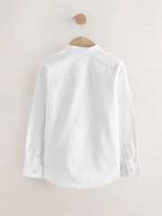 White Long Sleeve Grandad Collar Oxford Shirt (3-16yrs)
