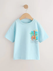 Blue Dinosaur Short Sleeve Back Print T-Shirt (3mths-7yrs)