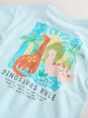 Blue Dinosaur Short Sleeve Back Print T-Shirt (3mths-7yrs)