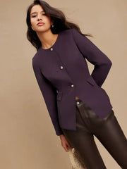Purple Collarless Blazer