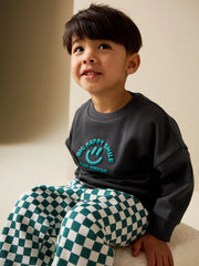 Dark Grey Printed Crew Neck Sweat Top (3mths-7yrs)