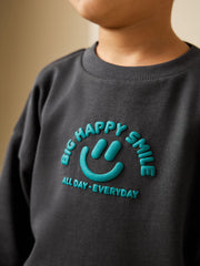 Dark Grey Printed Crew Neck Sweat Top (3mths-7yrs)
