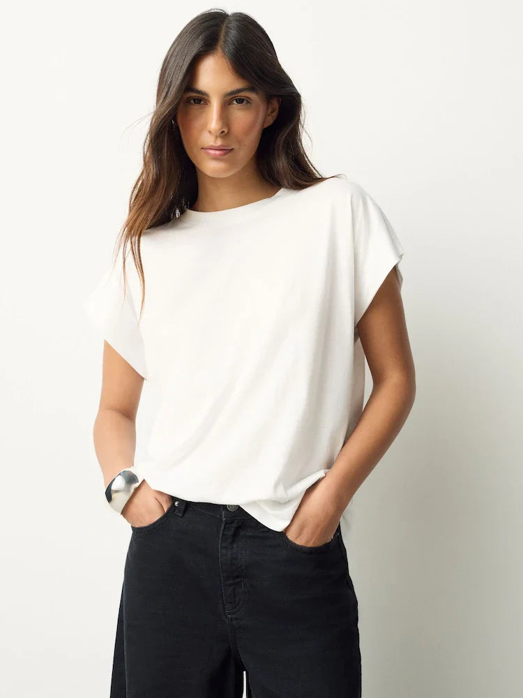 White Cap Sleeve TENCEL™ Modal Blend T-Shirt
