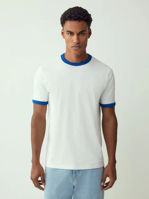 White Ecru Single Slim Fit Ringer T-Shirt