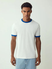 White Ecru Single Slim Fit Ringer T-Shirt