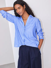 Blue/White Stripe Soft Relaxed Long Sleeve Shirt