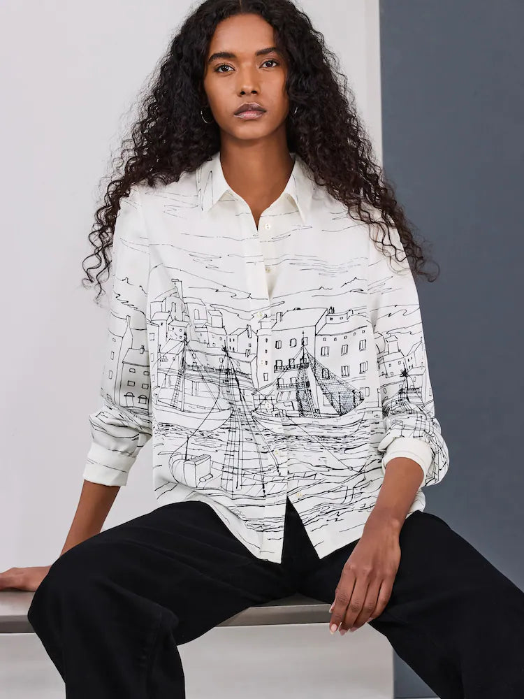 Boat Print Long Sleeve Shirt