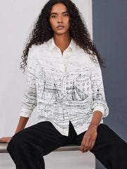 Boat Print Long Sleeve Shirt