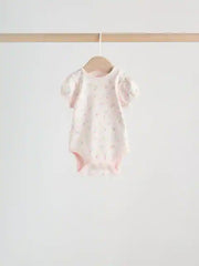 Pink Short Sleeve Baby Bodysuits 5 Pack